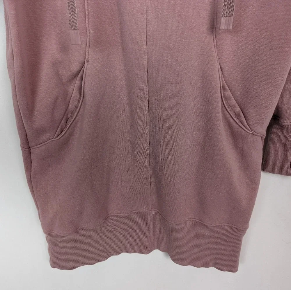 ATHLETA sz S Cozy Karma 1/4 Zip Sweater Dress Tunic  Fleece Lined Floral Mauve - Picture 12 of 16